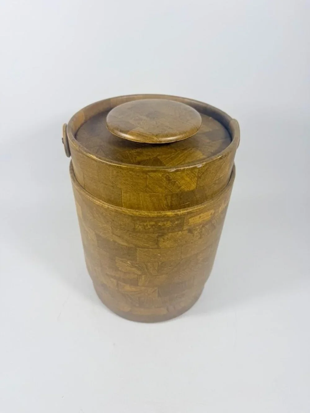 Large Ice Bucket Faux Wood Grain Vintage Mid Century Retro Elmar Products Handle